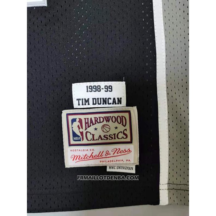 Maillot San Antonio Spurs Tim Duncan NO 21 Mitchell & Ness 1998-99 Noir2